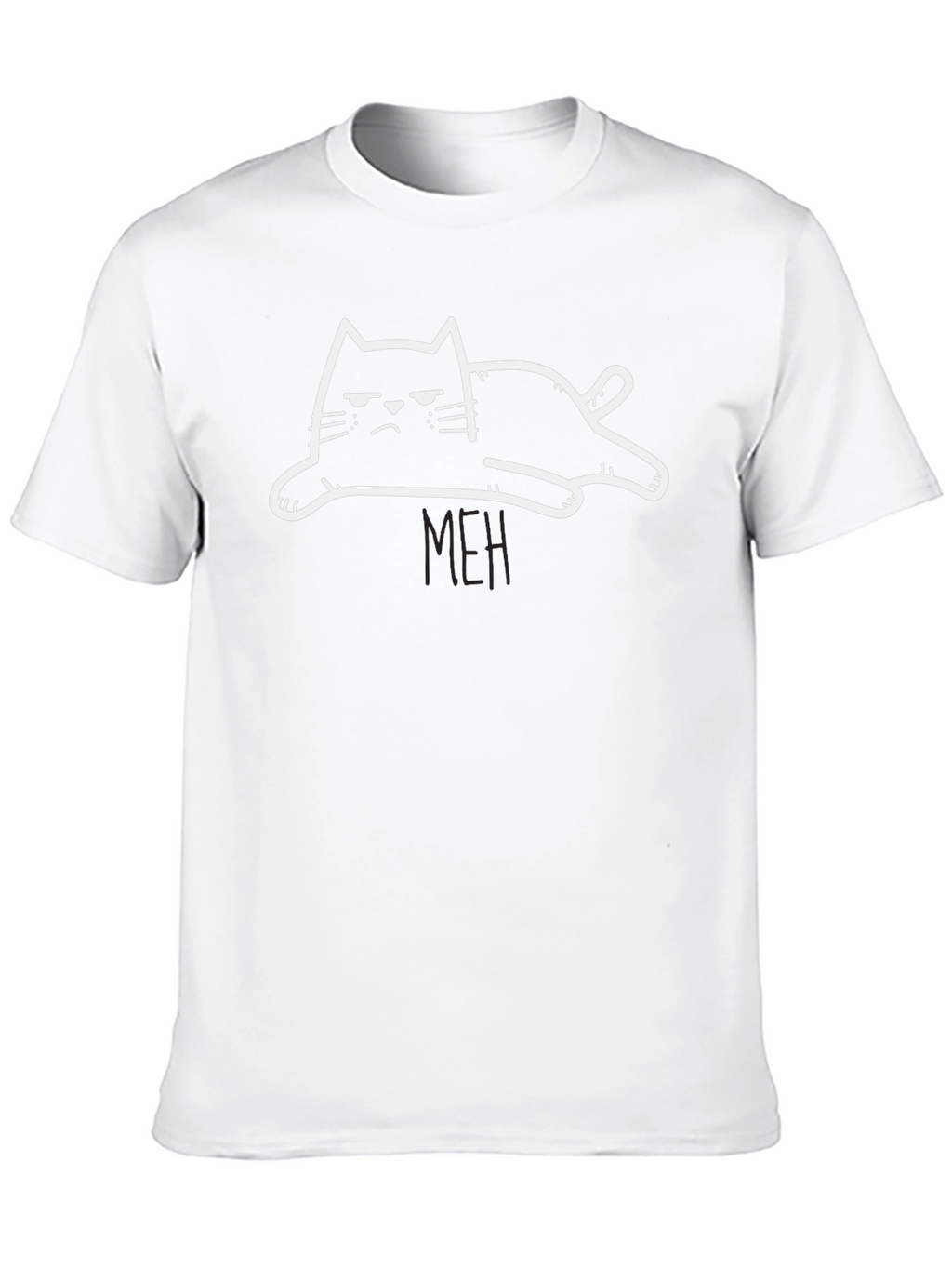Meh Cat Graphic Tee - Black Cotton T-Shirt