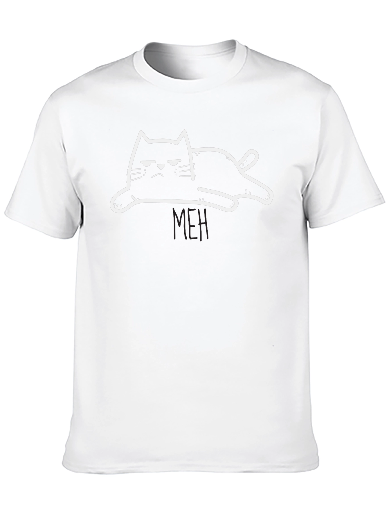 Meh Cat Graphic Tee - Black Cotton T-Shirt