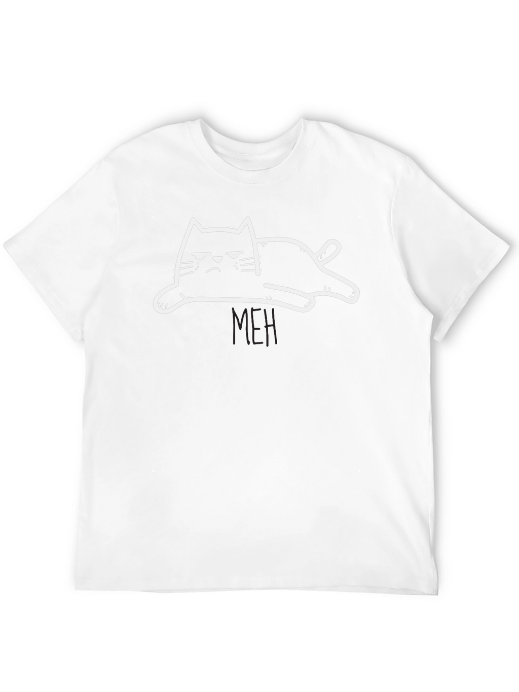Meh Cat Graphic Tee - Black Cotton T-Shirt
