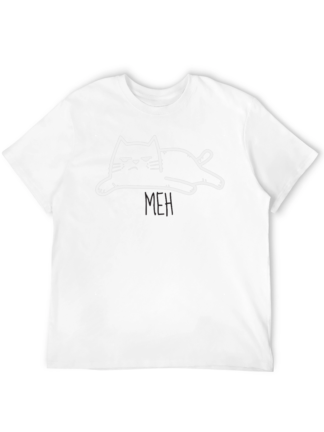 Meh Cat Graphic Tee - Black Cotton T-Shirt