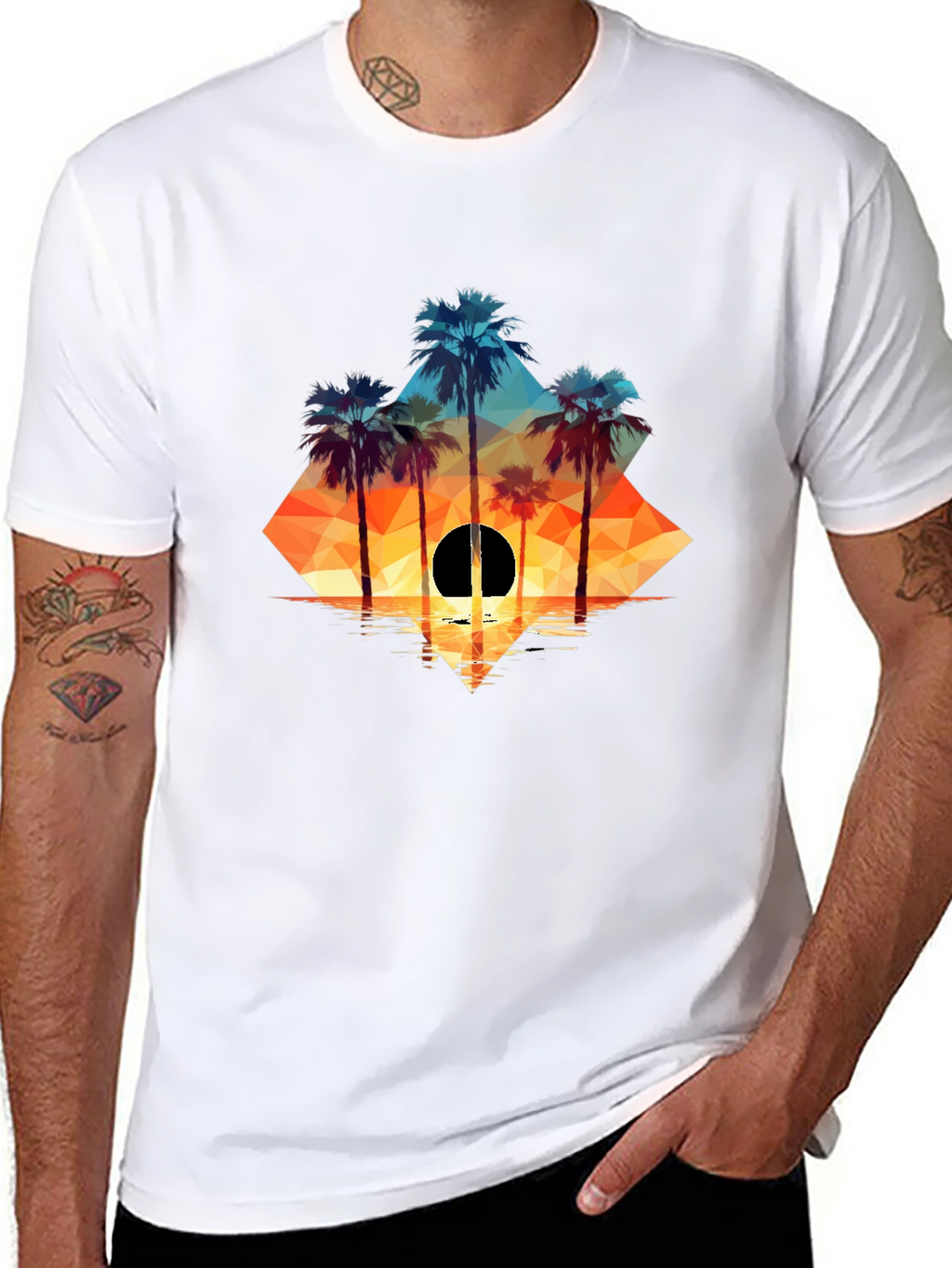 Geometric Palm Sunset Tee