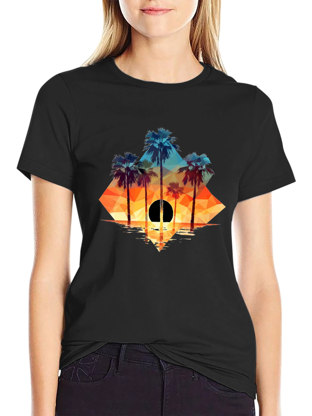 Geometric Palm Sunset Tee