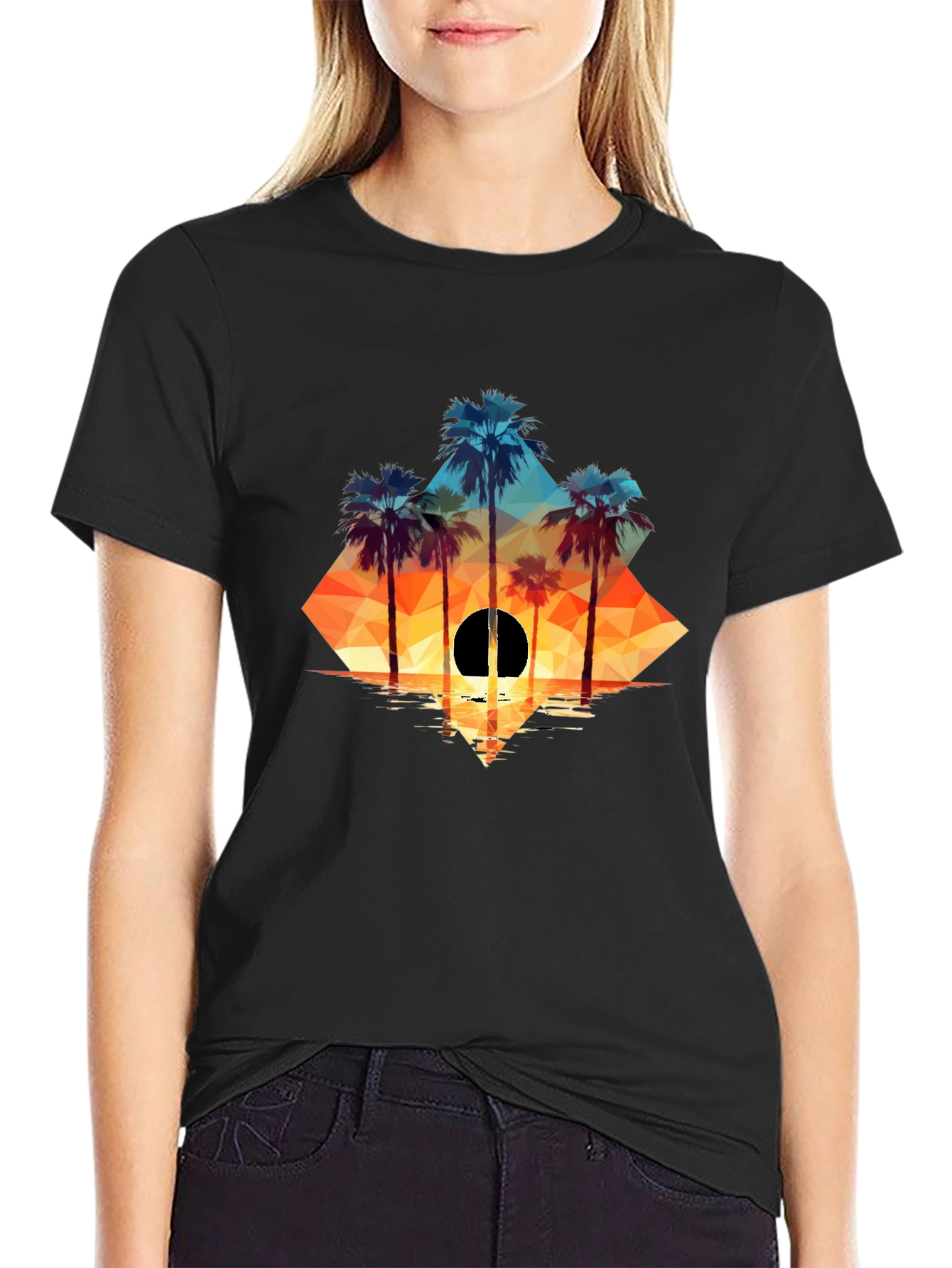 Geometric Palm Sunset Tee