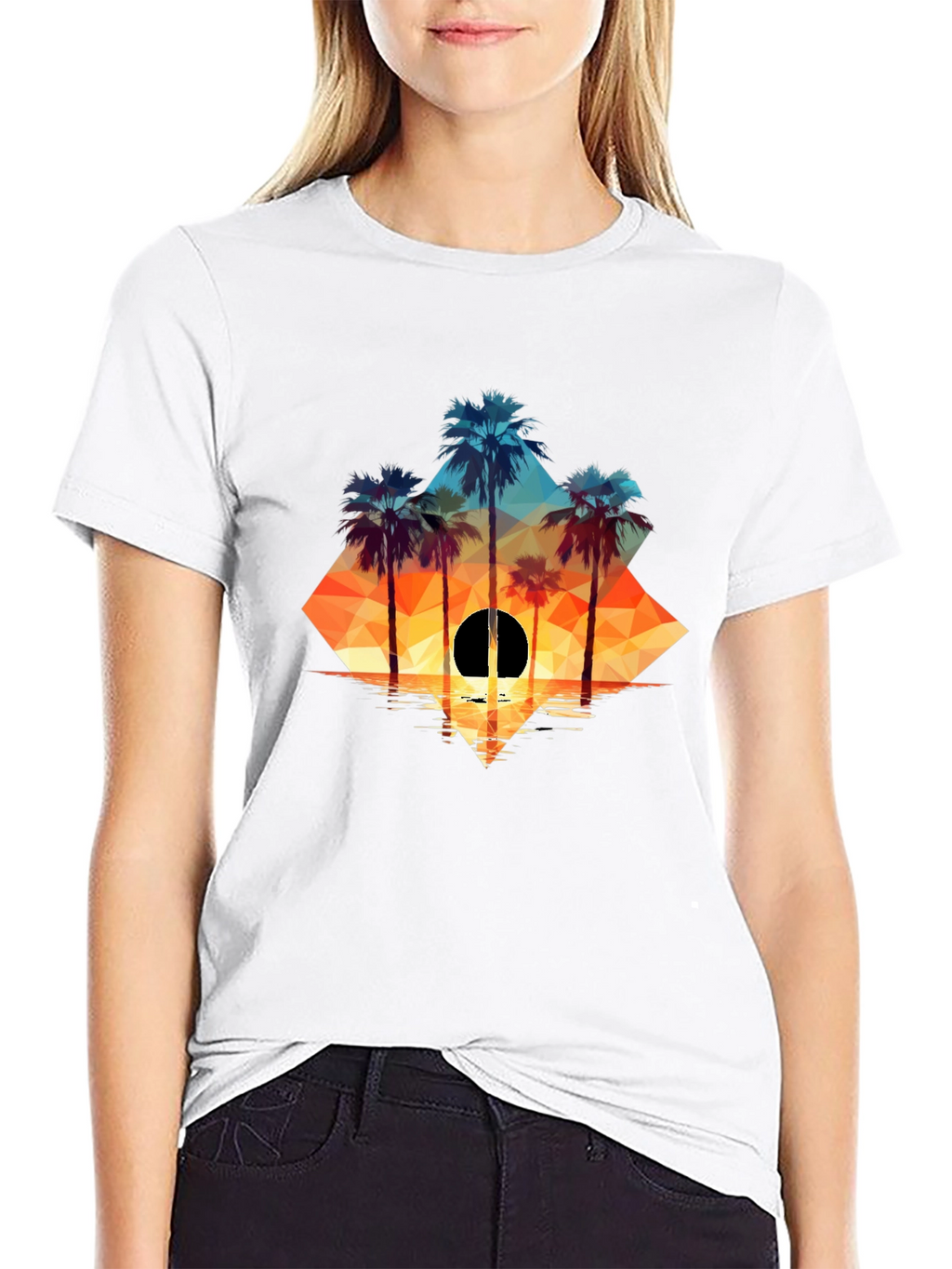 Geometric Palm Sunset Tee