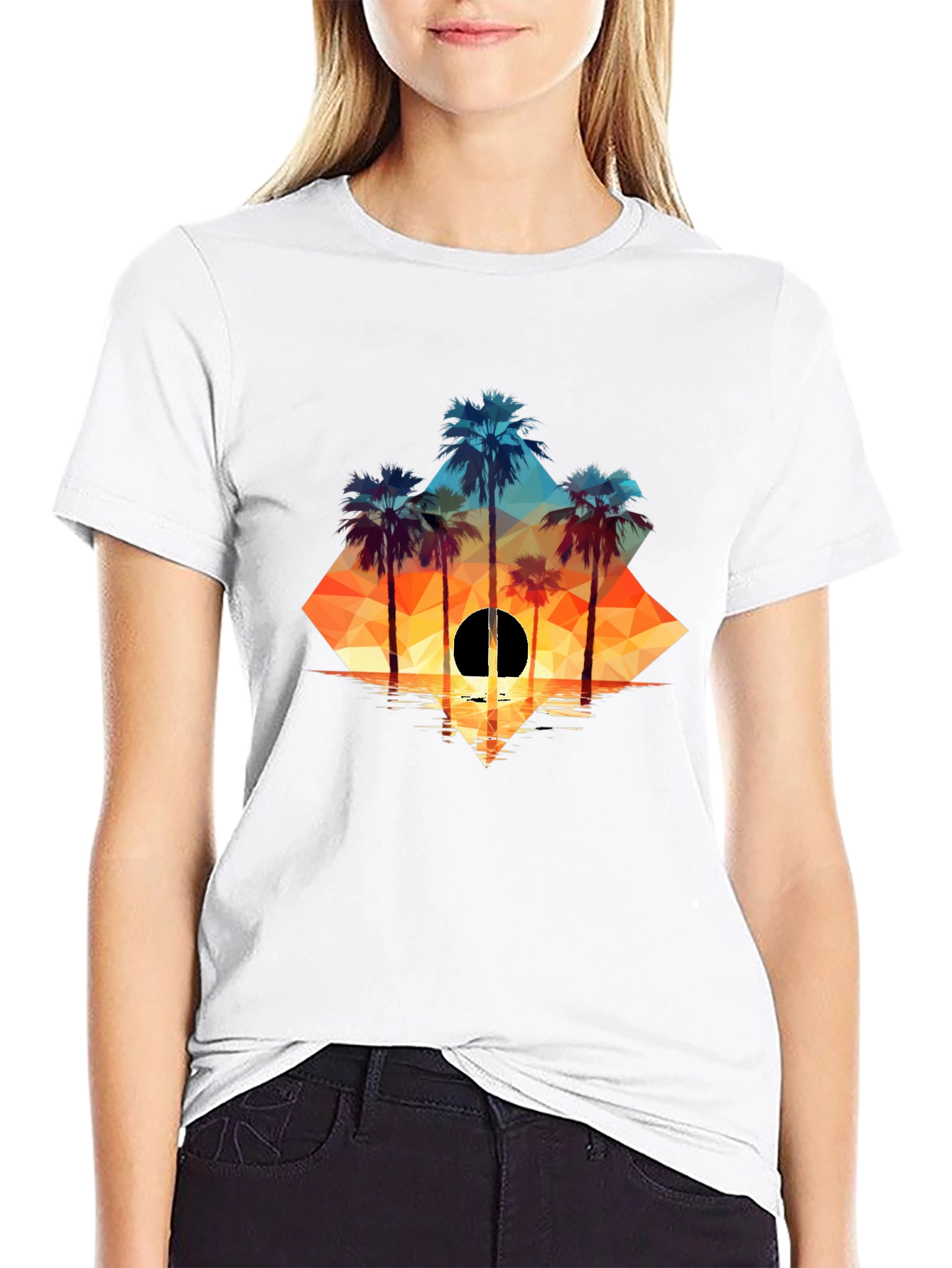 Geometric Palm Sunset Tee