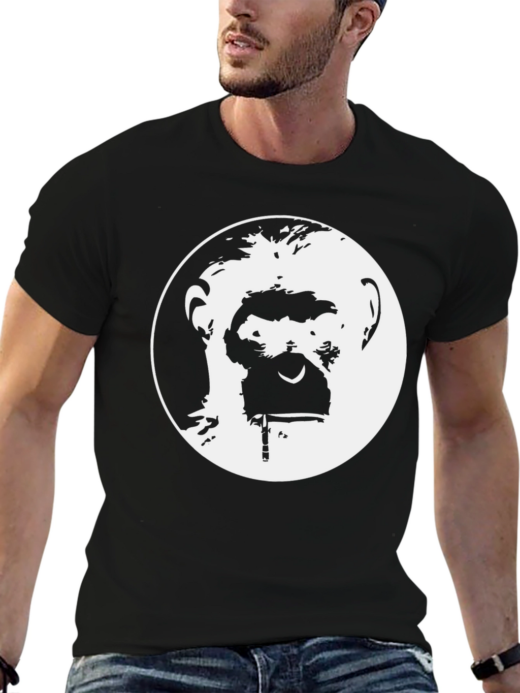 Ape Face Graphic Tee - Black Cotton T-Shirt