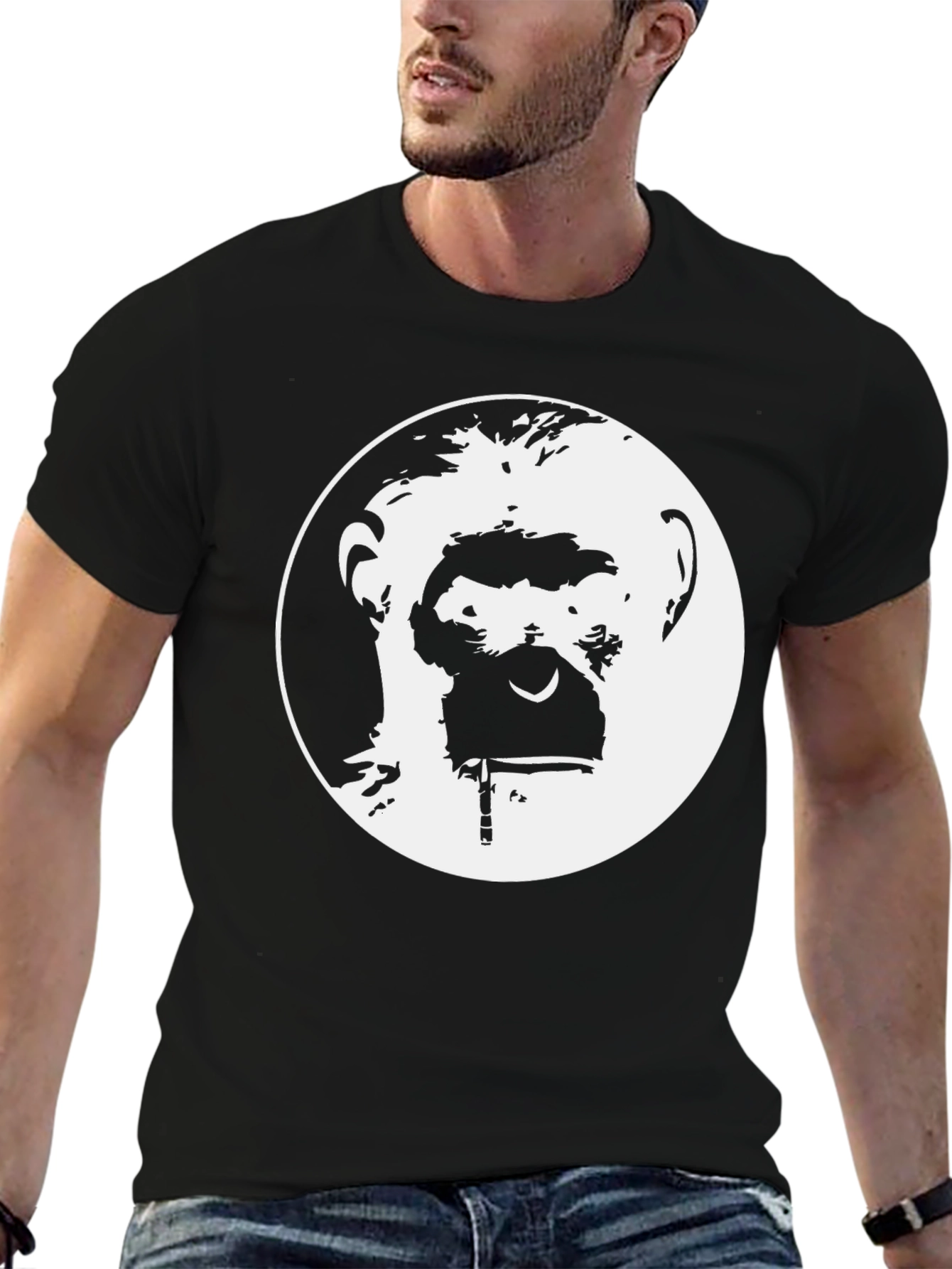 Ape Face Graphic Tee - Black Cotton T-Shirt