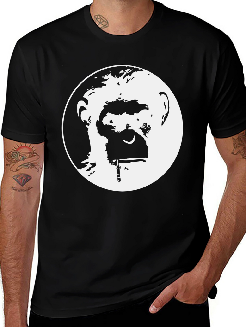 Ape Face Graphic Tee - Black Cotton T-Shirt