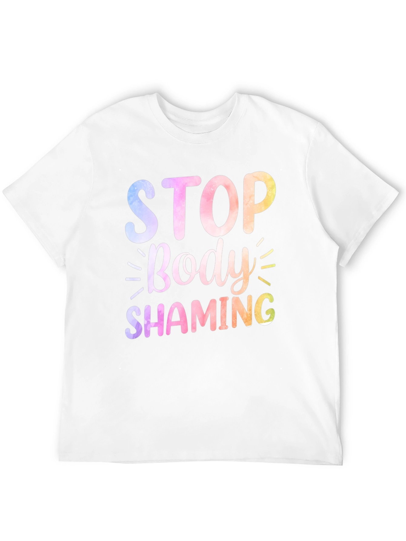 Stop Body Shaming Graphic Tee - Rainbow Print