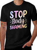 Stop Body Shaming Graphic Tee - Rainbow Print