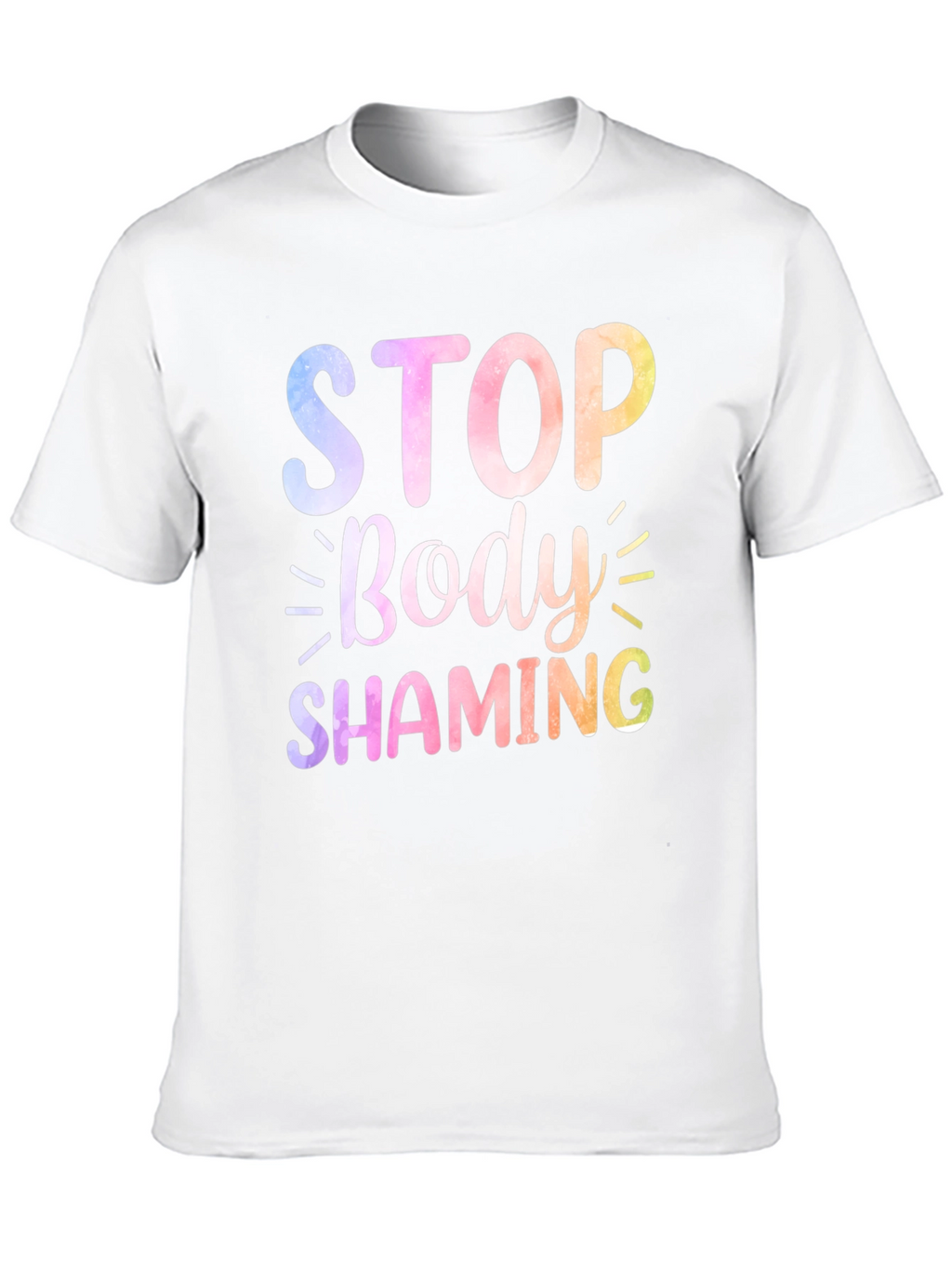 Stop Body Shaming Graphic Tee - Rainbow Print