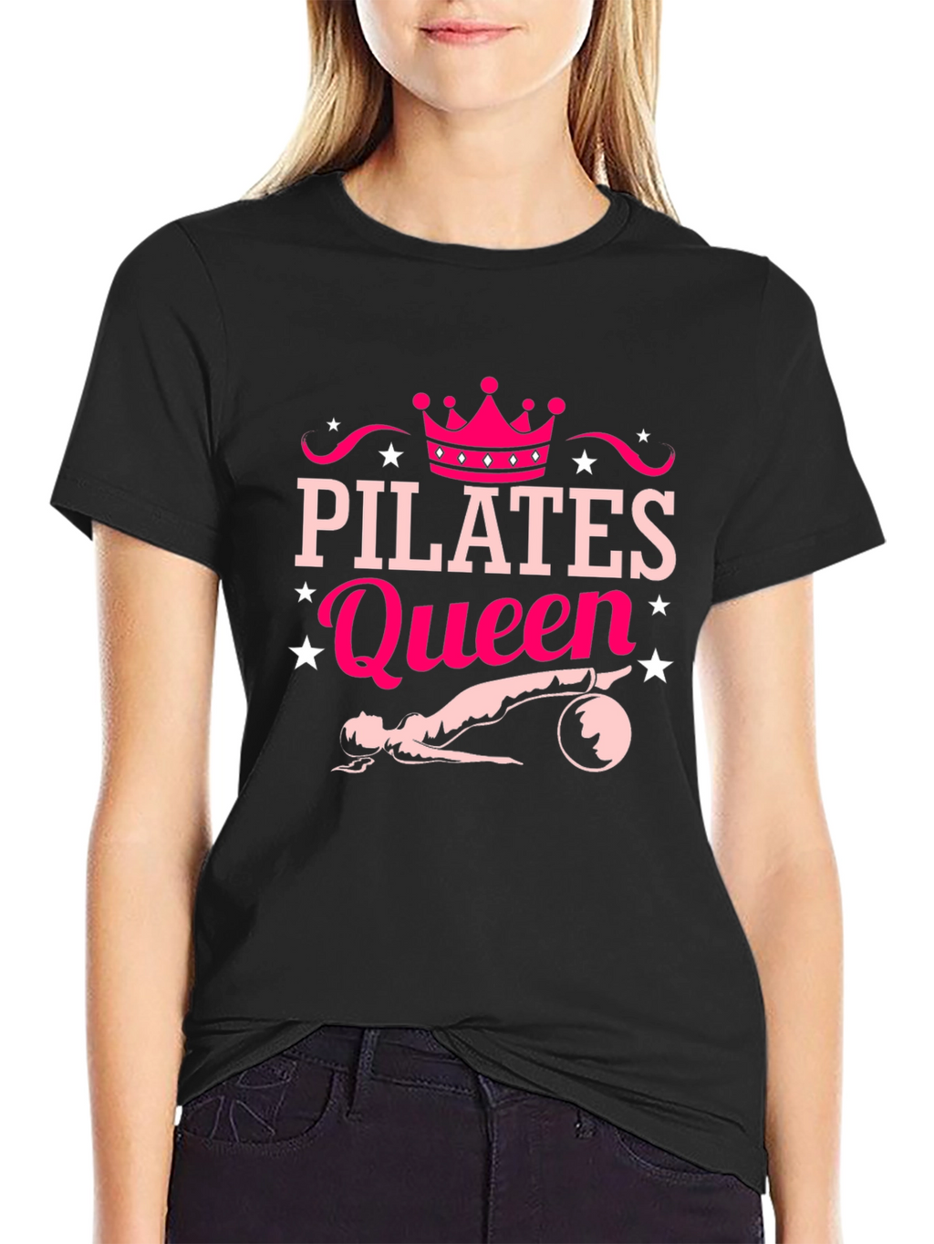 Pilates Queen Black T-Shirt Fitness Workout