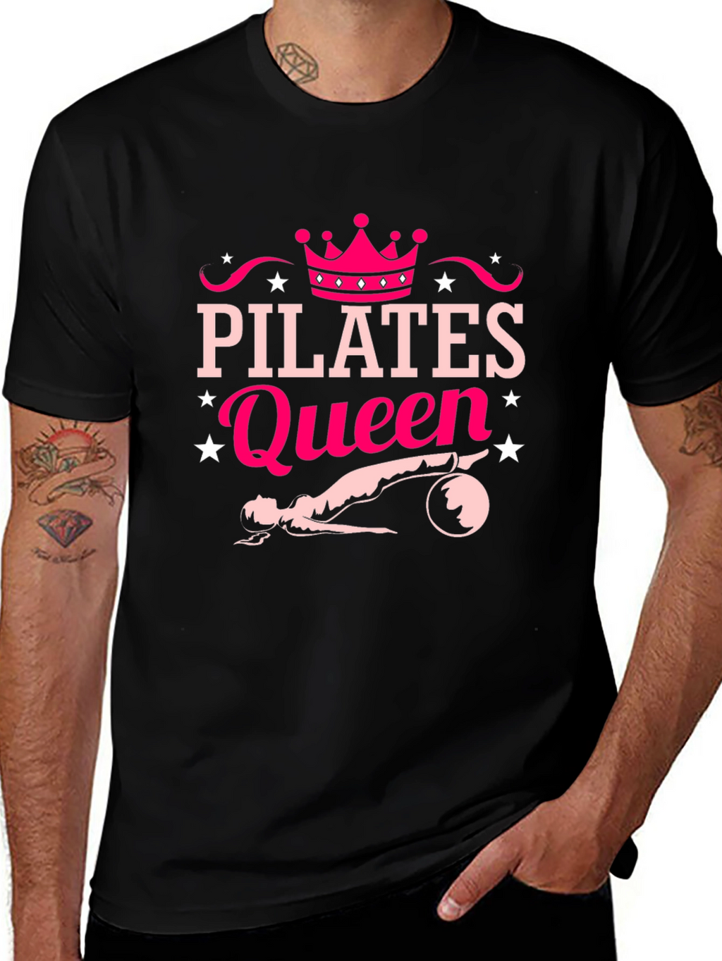 Pilates Queen Black T-Shirt Fitness Workout