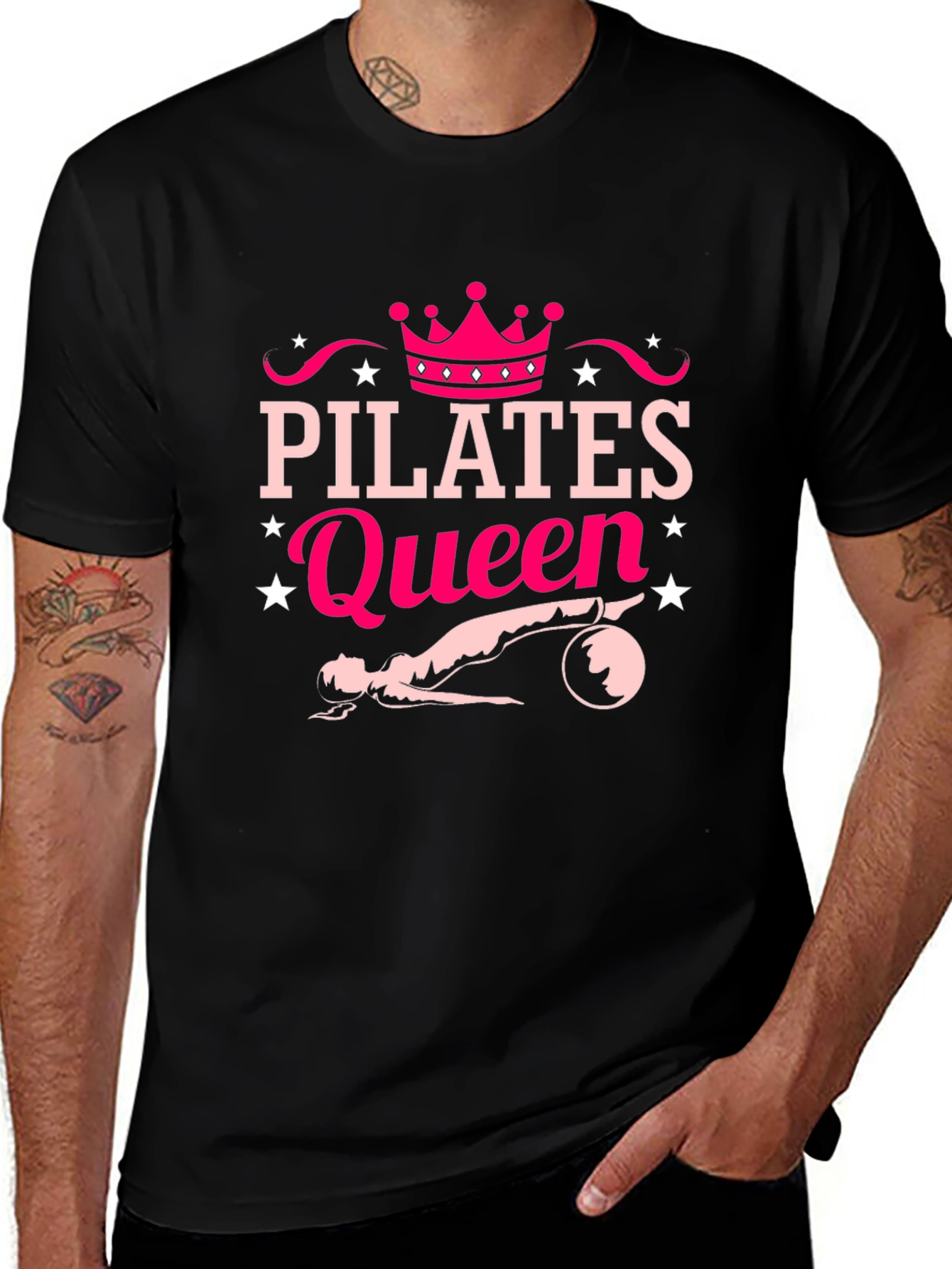 Pilates Queen Black T-Shirt Fitness Workout