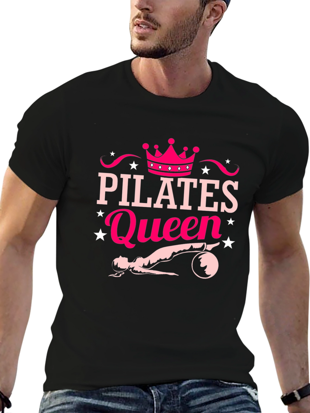 Pilates Queen Black T-Shirt Fitness Workout