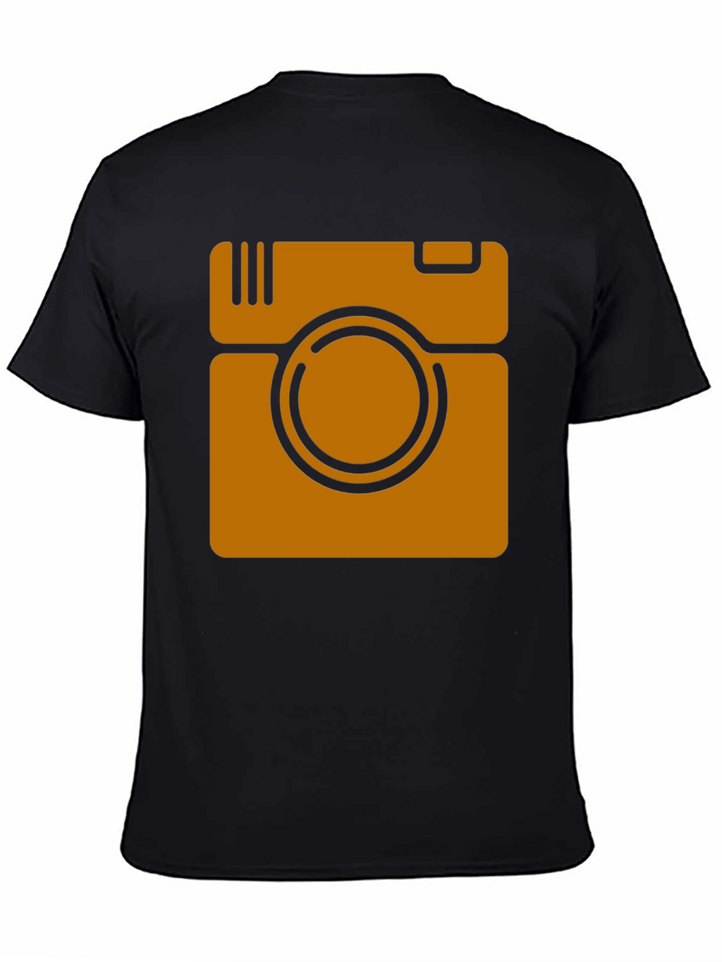 Retro Camera Graphic Tee - Black Cotton Casual Shirt