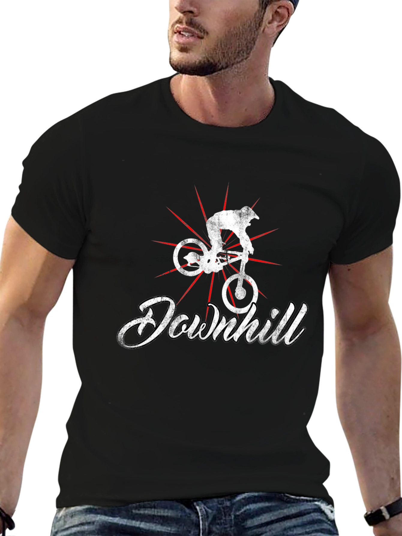 Downhill Biker T-Shirt - Black Graphic Tee