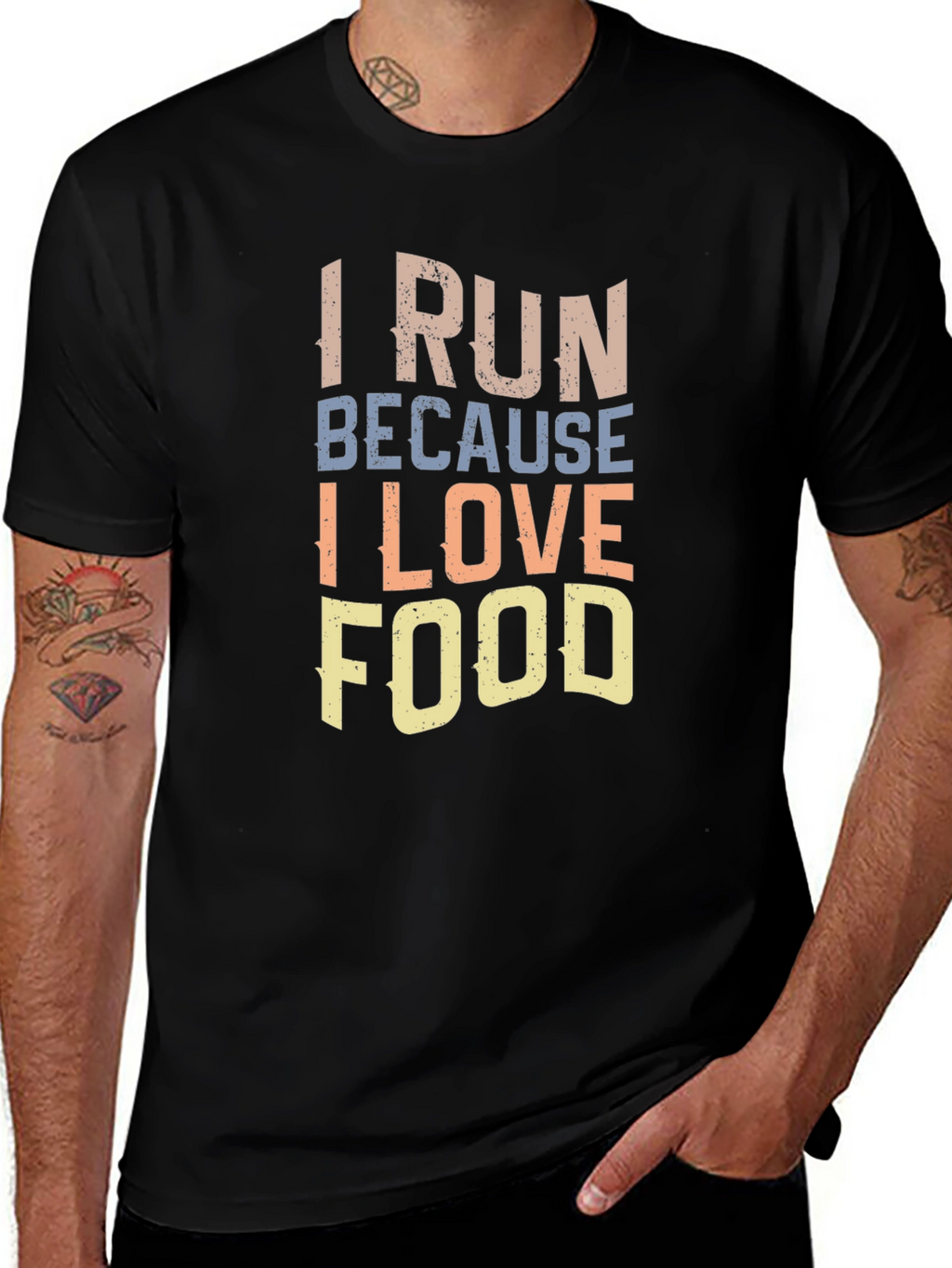 I Run Because I Love Food Graphic T-Shirt