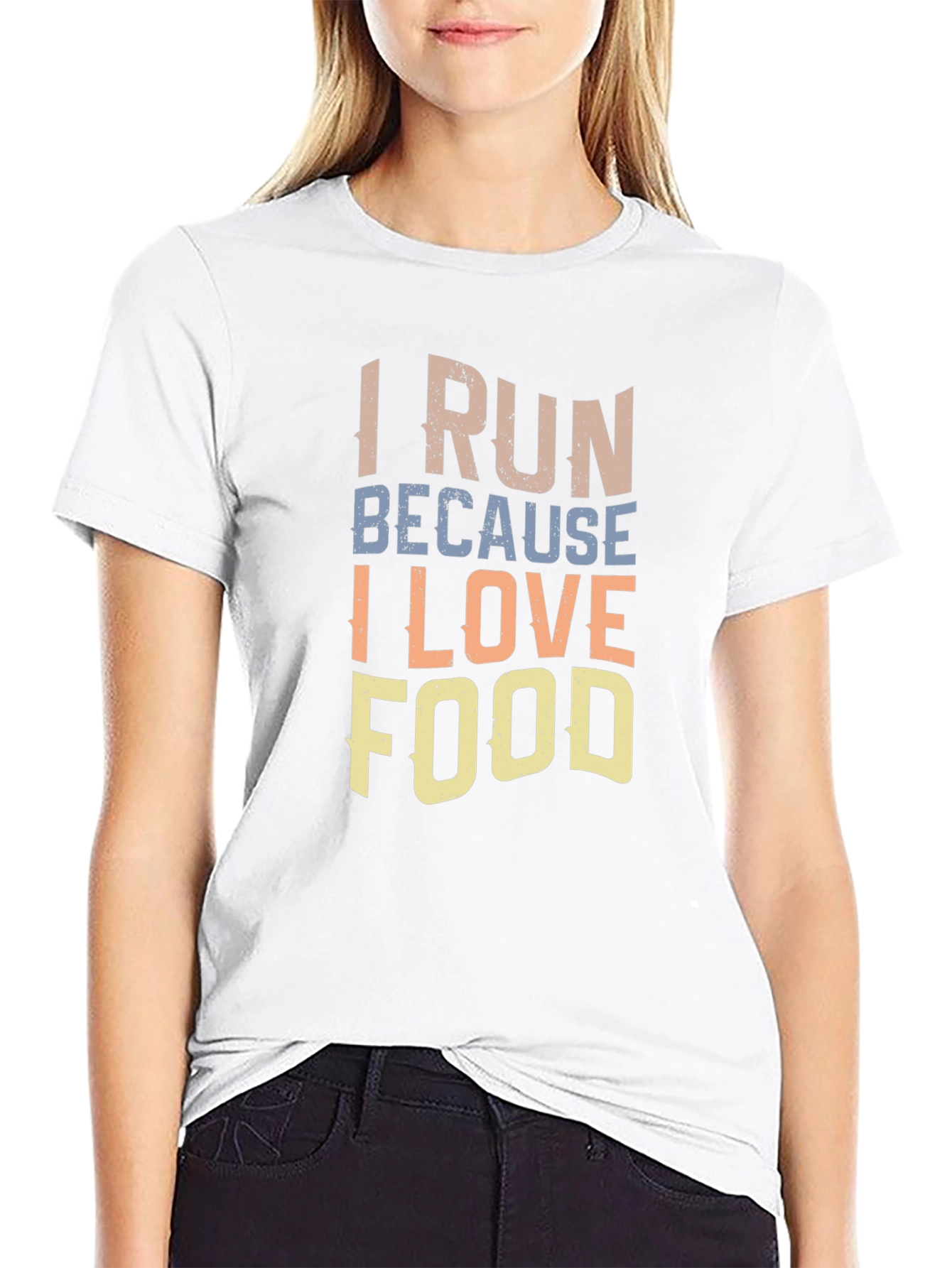 I Run Because I Love Food Graphic T-Shirt