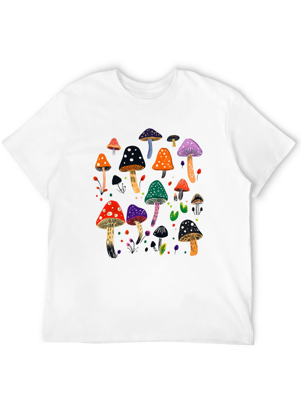 Mushroom Graphic Print Black T-Shirt