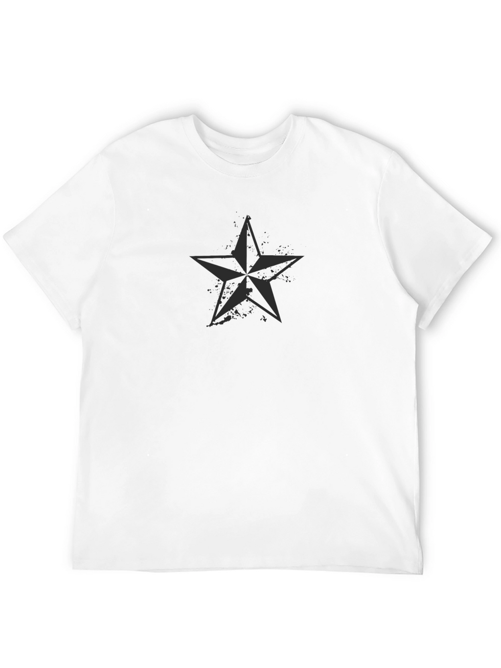 Mens Black Star Graphic Tee - Casual Comfort