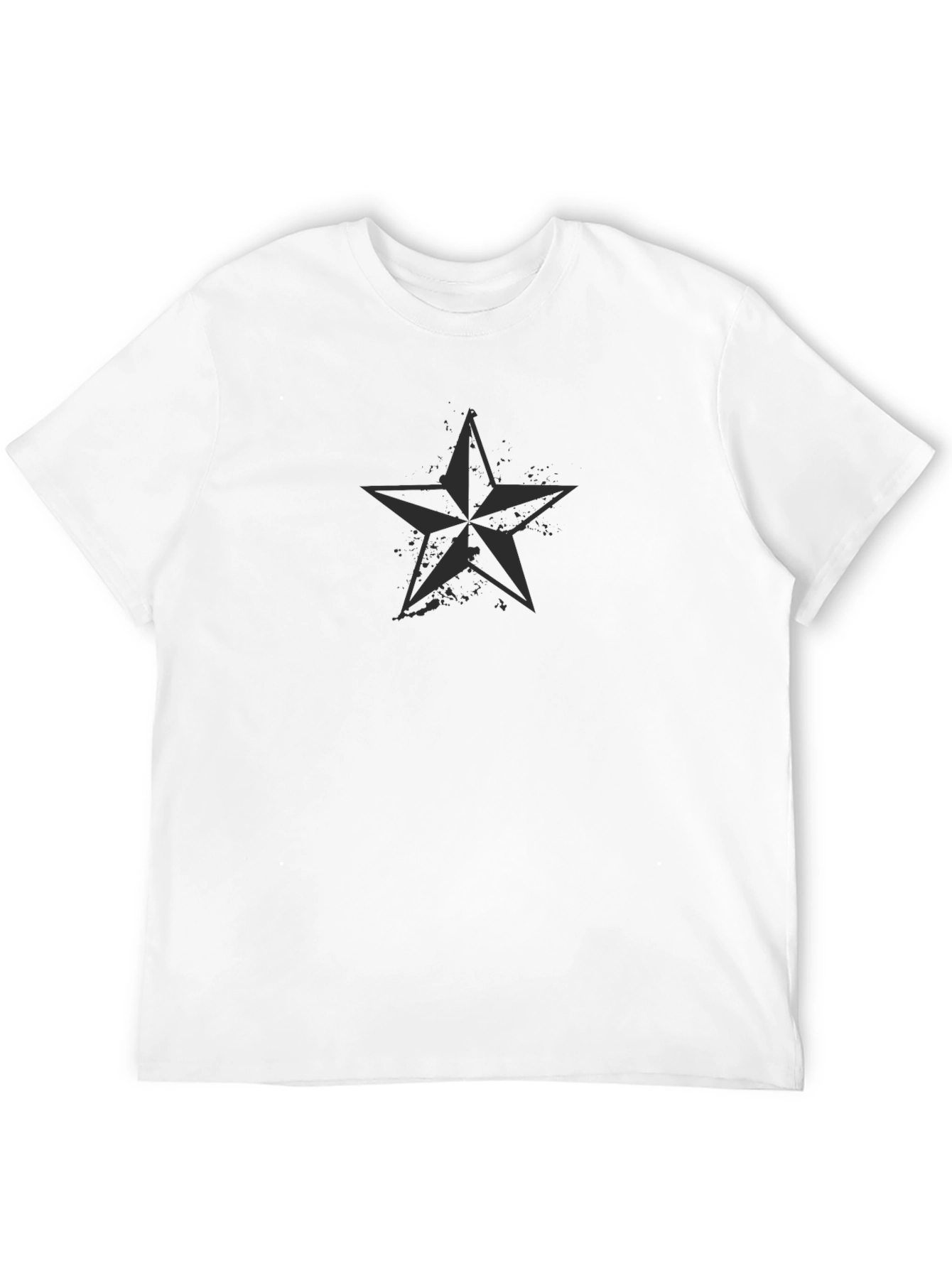 Mens Black Star Graphic Tee - Casual Comfort