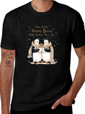 Penguin Love Black T-Shirt Warm Hearts Brews