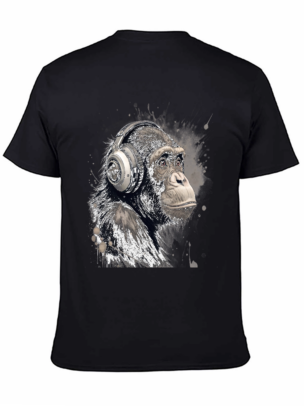 Cool Ape with Headphones Graphic T-Shirt