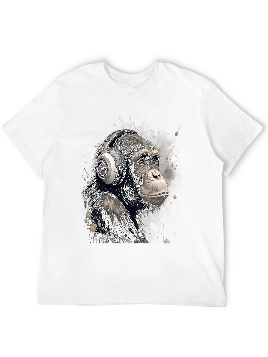 Cool Ape with Headphones Graphic T-Shirt