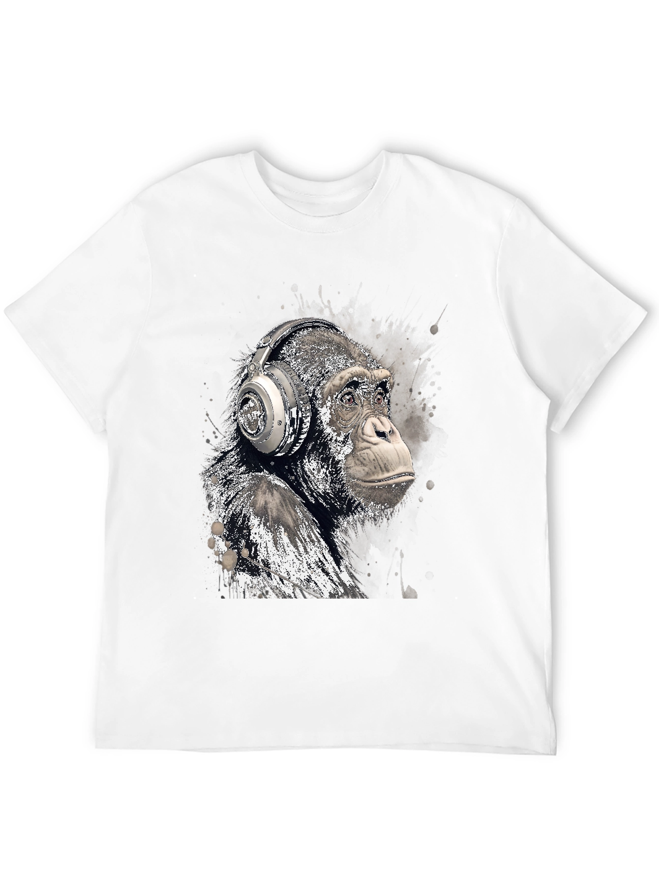 Cool Ape with Headphones Graphic T-Shirt