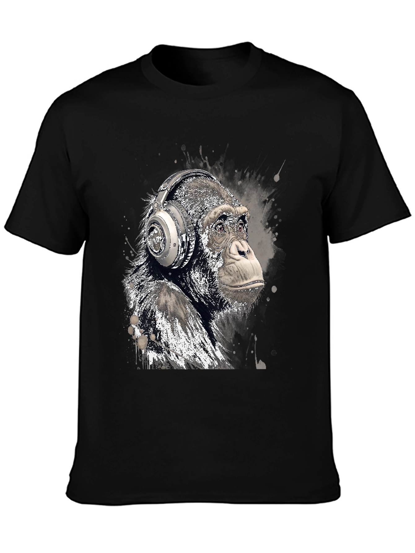 Cool Ape with Headphones Graphic T-Shirt