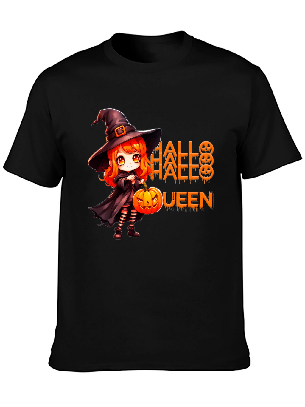 Halloween Queen Black T-Shirt - Witch Design