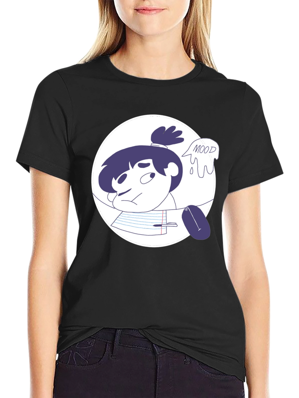 Moody Student Graphic Tee - Black Cotton T-Shirt