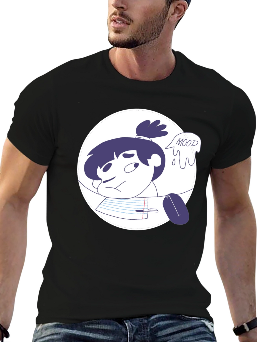 Moody Student Graphic Tee - Black Cotton T-Shirt