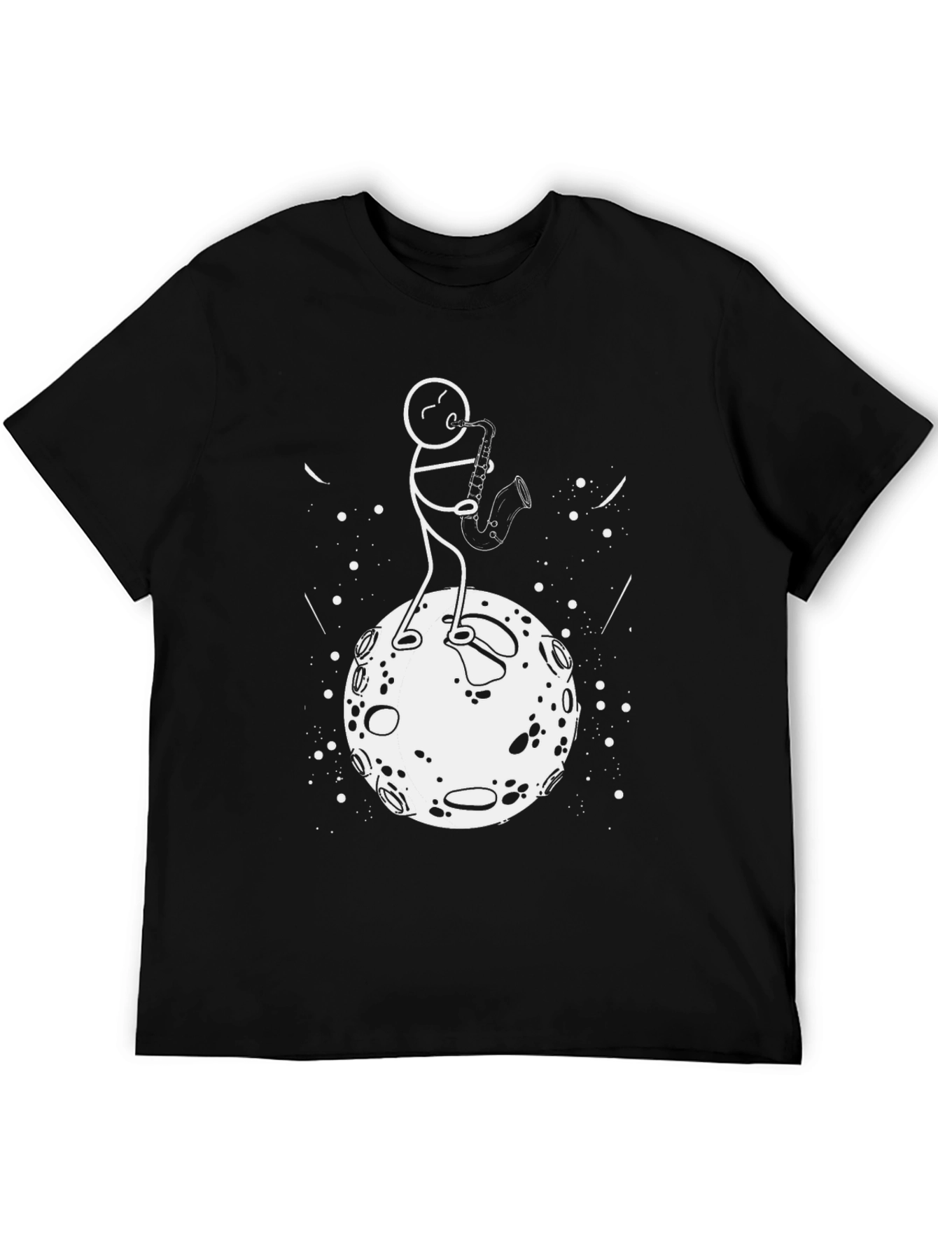 Saxophone Player on the Moon Graphic T-Shirt