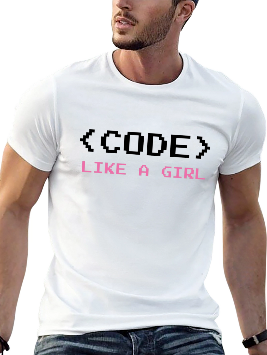 Code Like a Girl Black Graphic T-Shirt