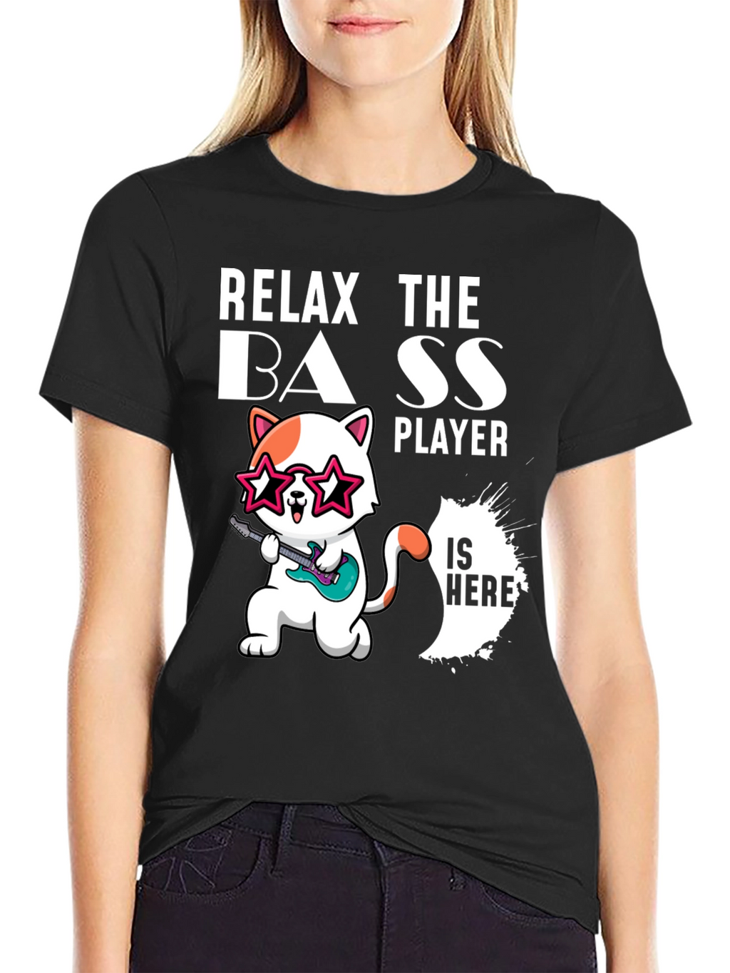 Relax The Bass Player Funny Cat T-Shirt