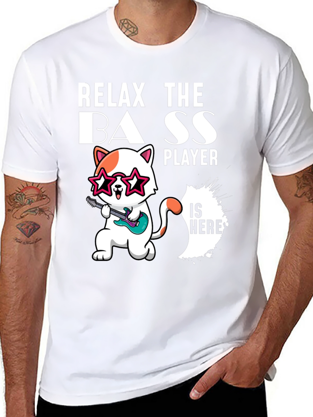 Relax The Bass Player Funny Cat T-Shirt