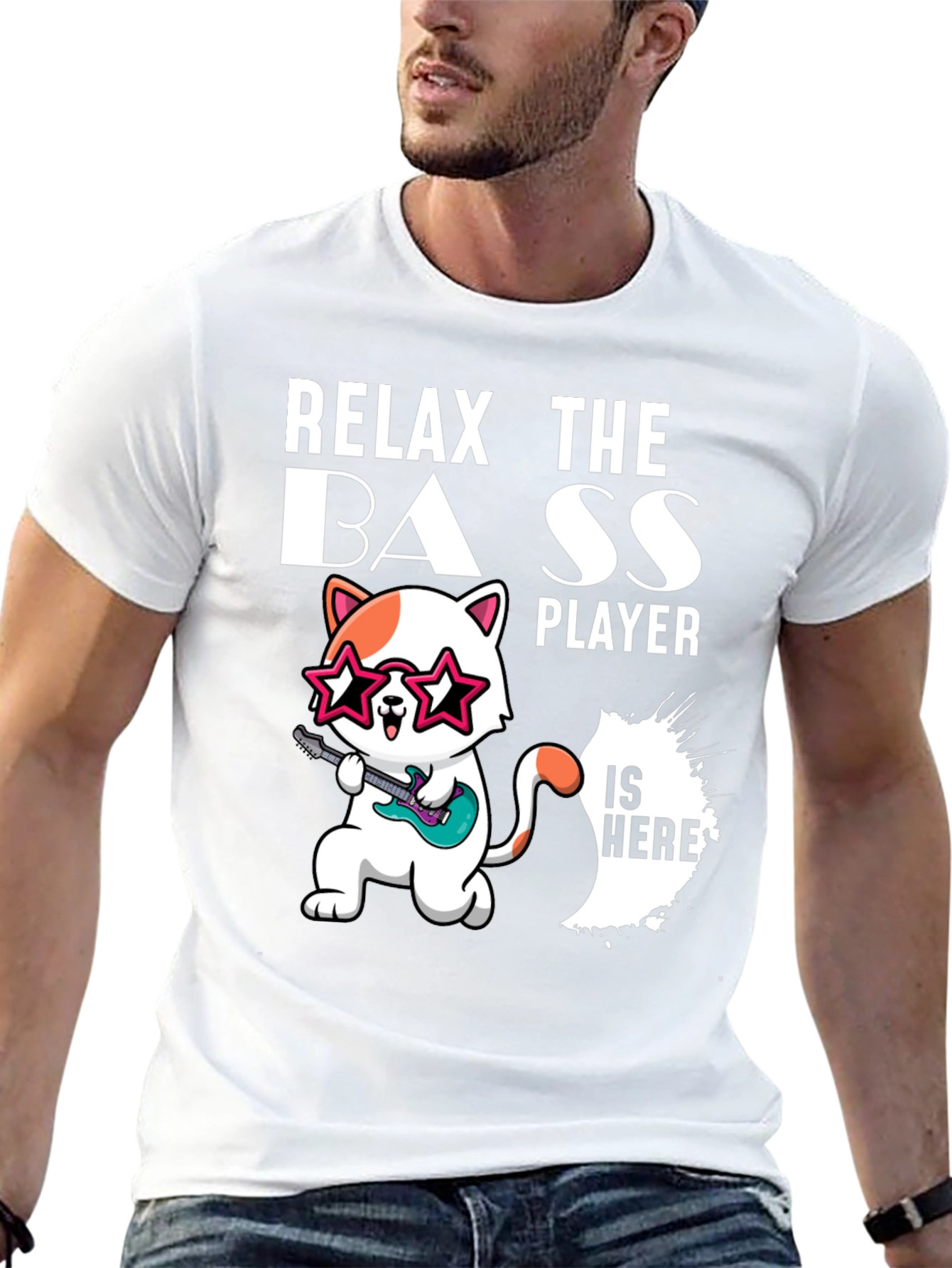 Relax The Bass Player Funny Cat T-Shirt