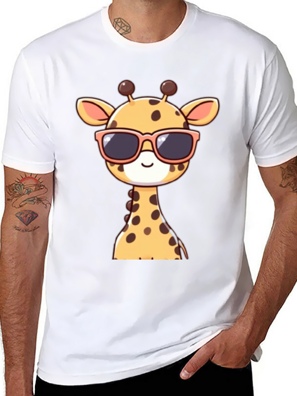 Cool Giraffe Graphic Tee - Stylish Black T-Shirt