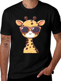 Cool Giraffe Graphic Tee - Stylish Black T-Shirt