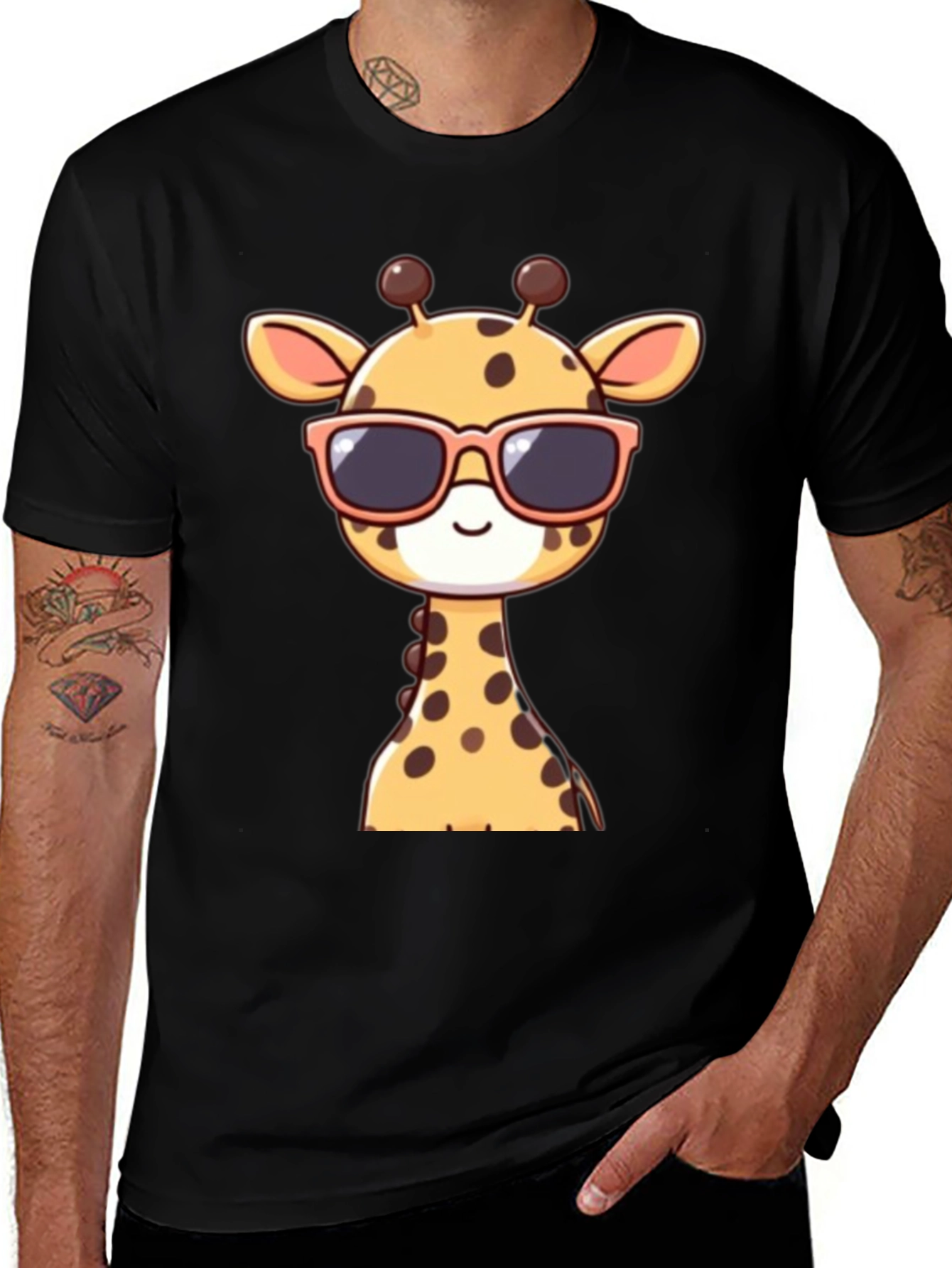 Cool Giraffe Graphic Tee - Stylish Black T-Shirt