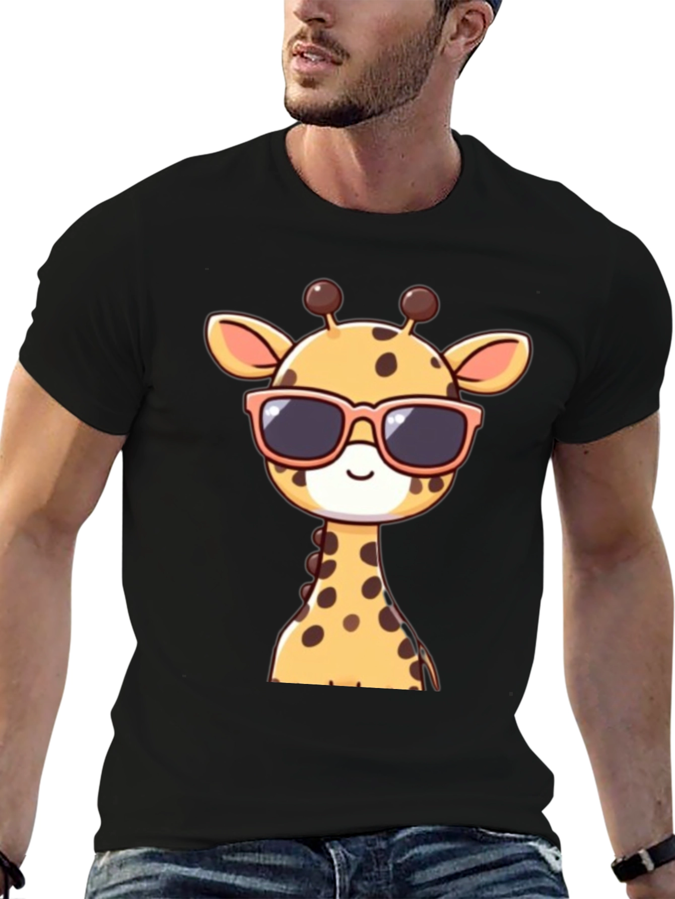 Cool Giraffe Graphic Tee - Stylish Black T-Shirt