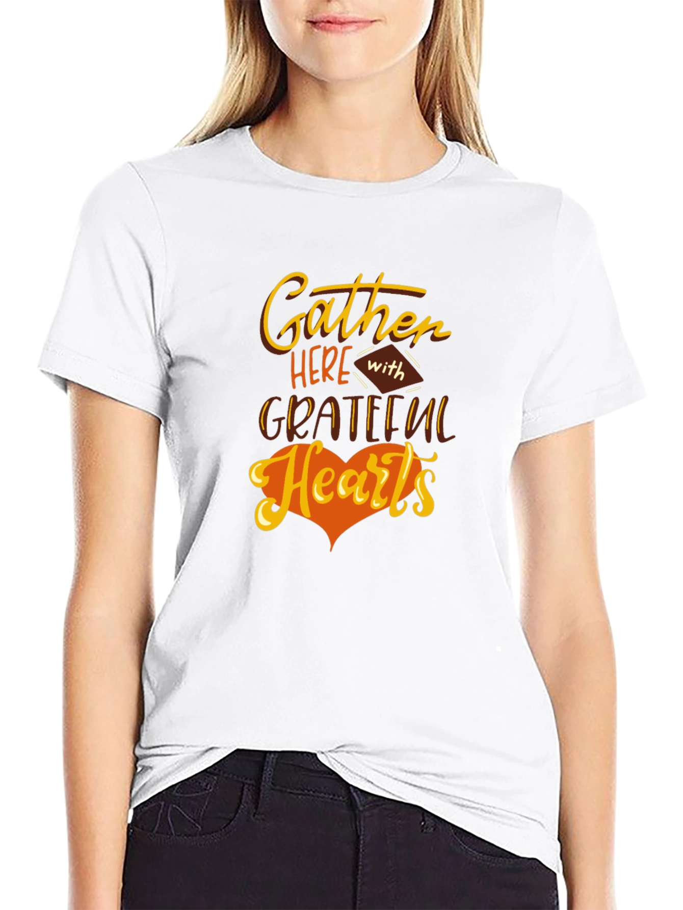 Gather Here With Grateful Hearts Thanksgiving T-Shirt