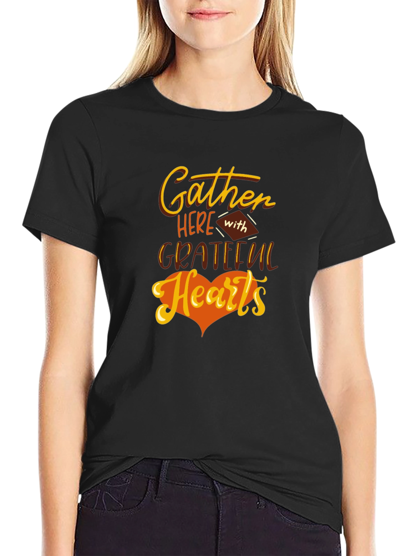 Gather Here With Grateful Hearts Thanksgiving T-Shirt