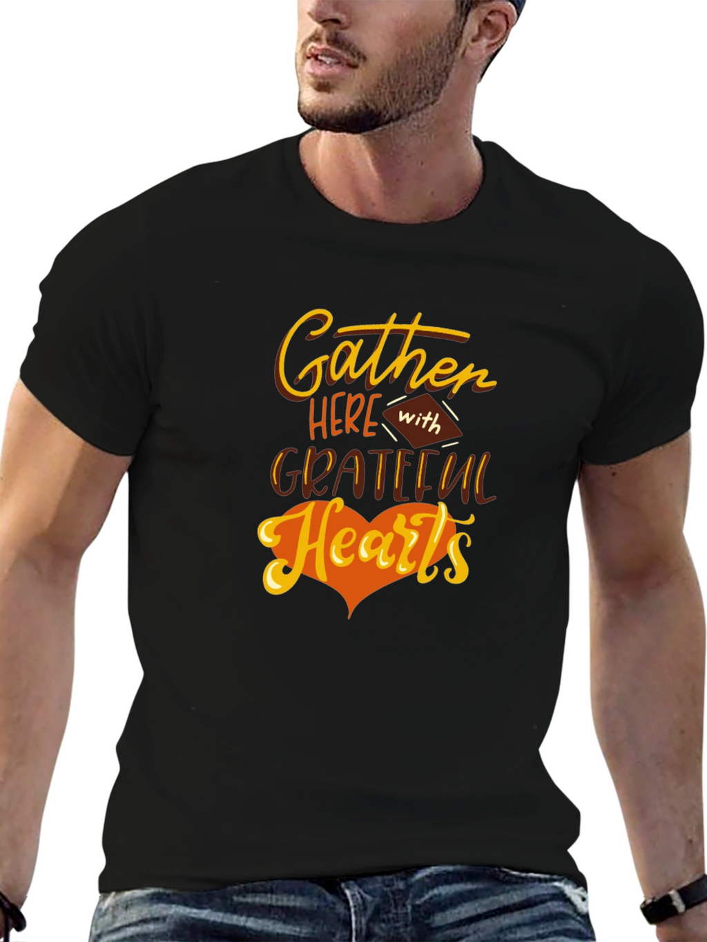 Gather Here With Grateful Hearts Thanksgiving T-Shirt