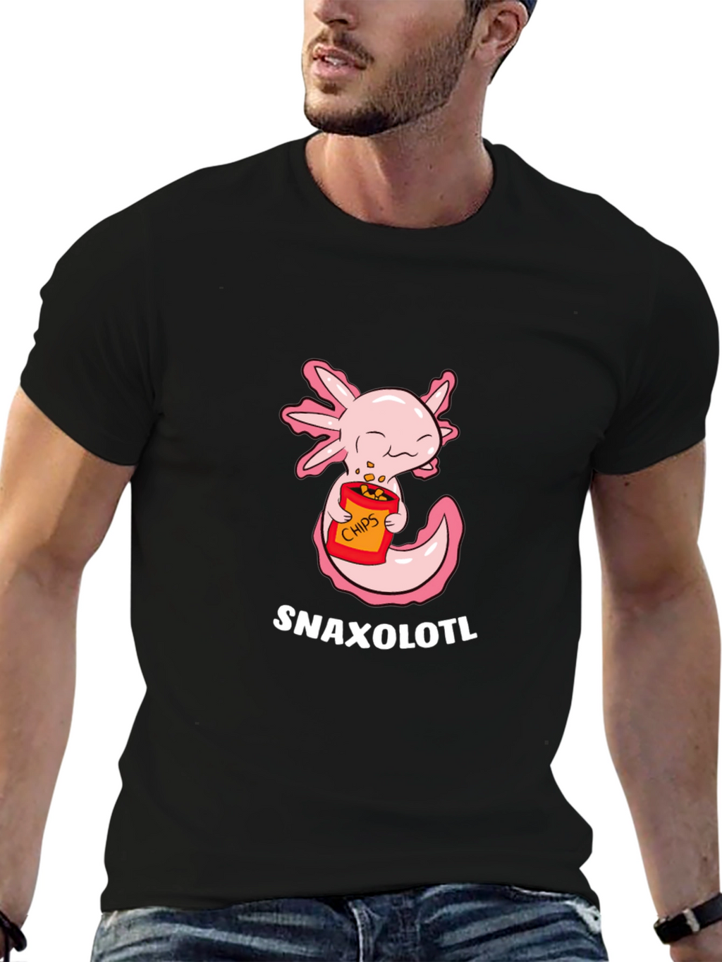 Snaxolotl T-Shirt - Cute Axolotl Eating Chips!
