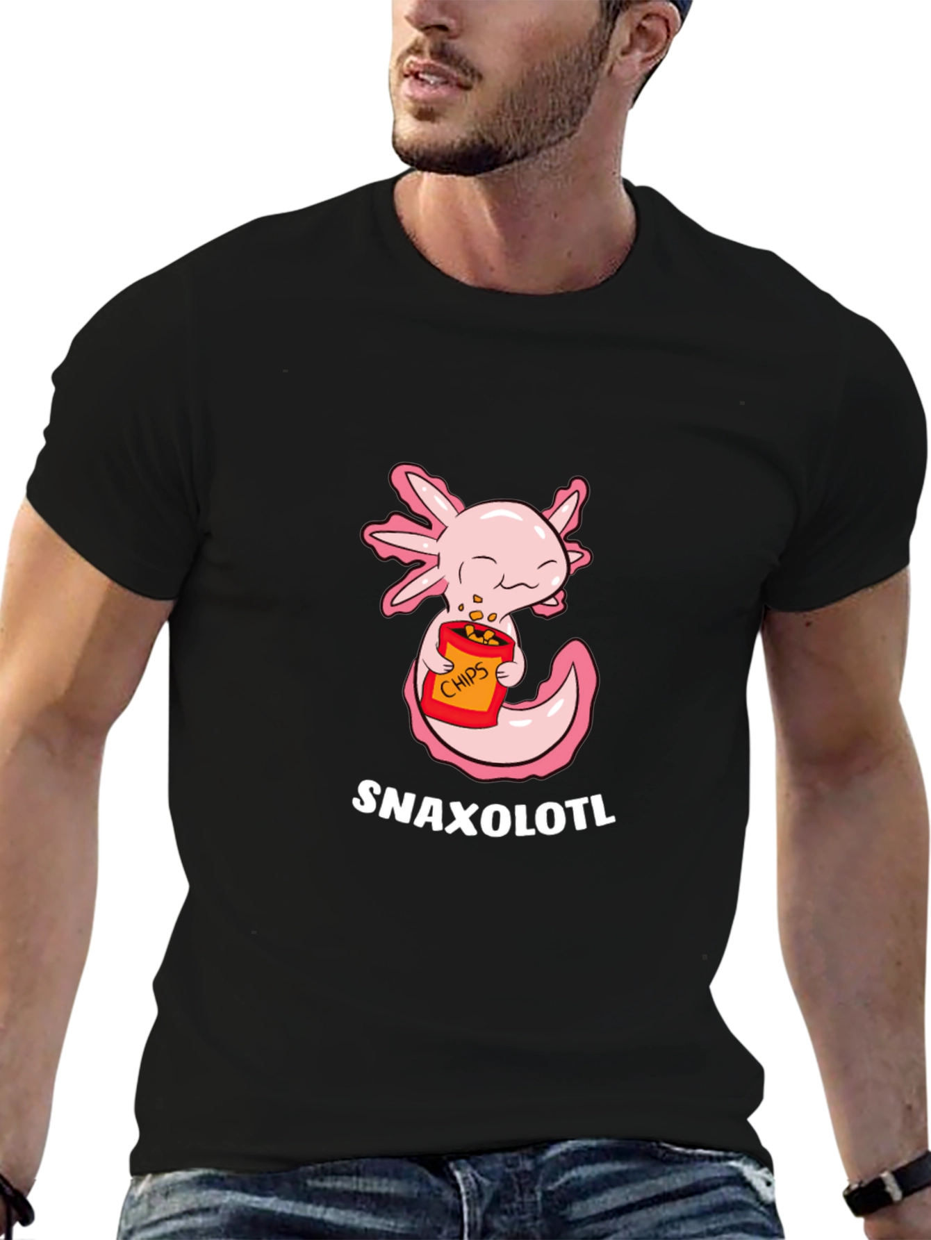 Snaxolotl T-Shirt - Cute Axolotl Eating Chips!