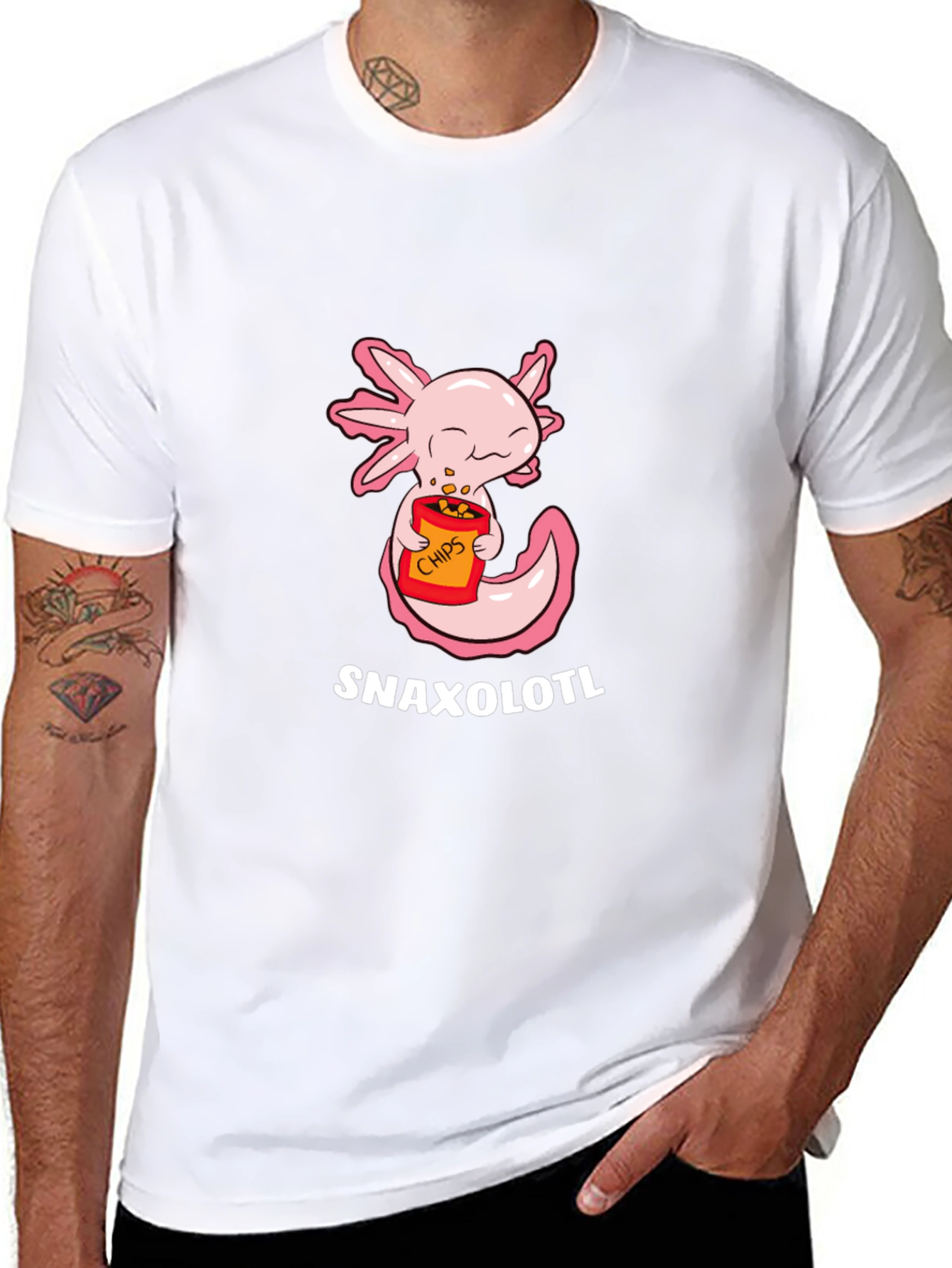Snaxolotl T-Shirt - Cute Axolotl Eating Chips!