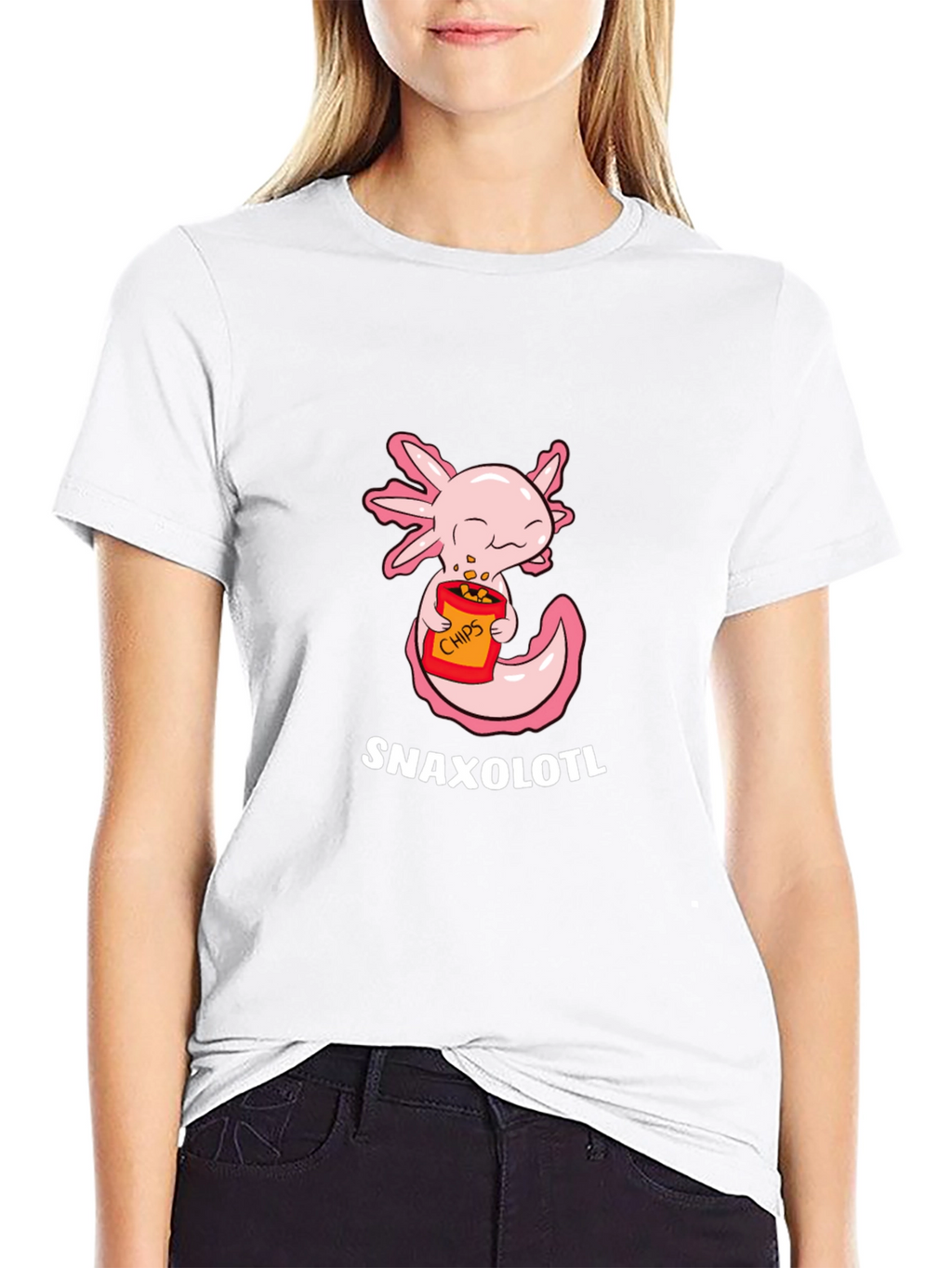 Snaxolotl T-Shirt - Cute Axolotl Eating Chips!
